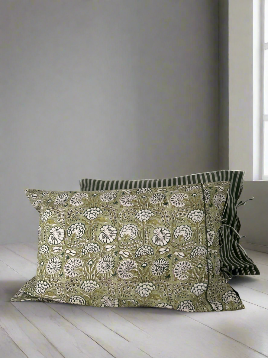 1) Tied end Pillowcase - ‘Olive’