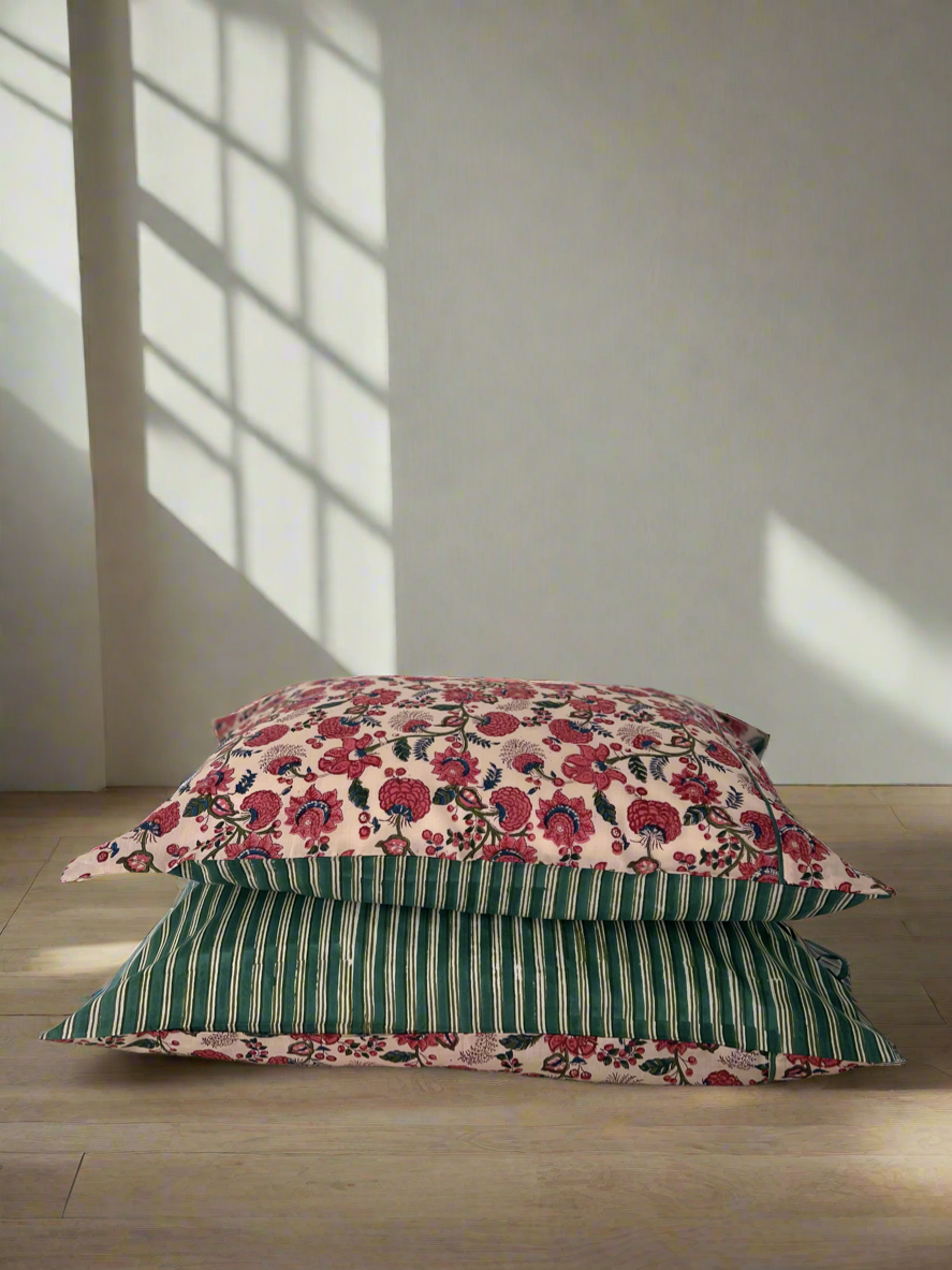 1) Tied end Pillowcase - ‘Peony’