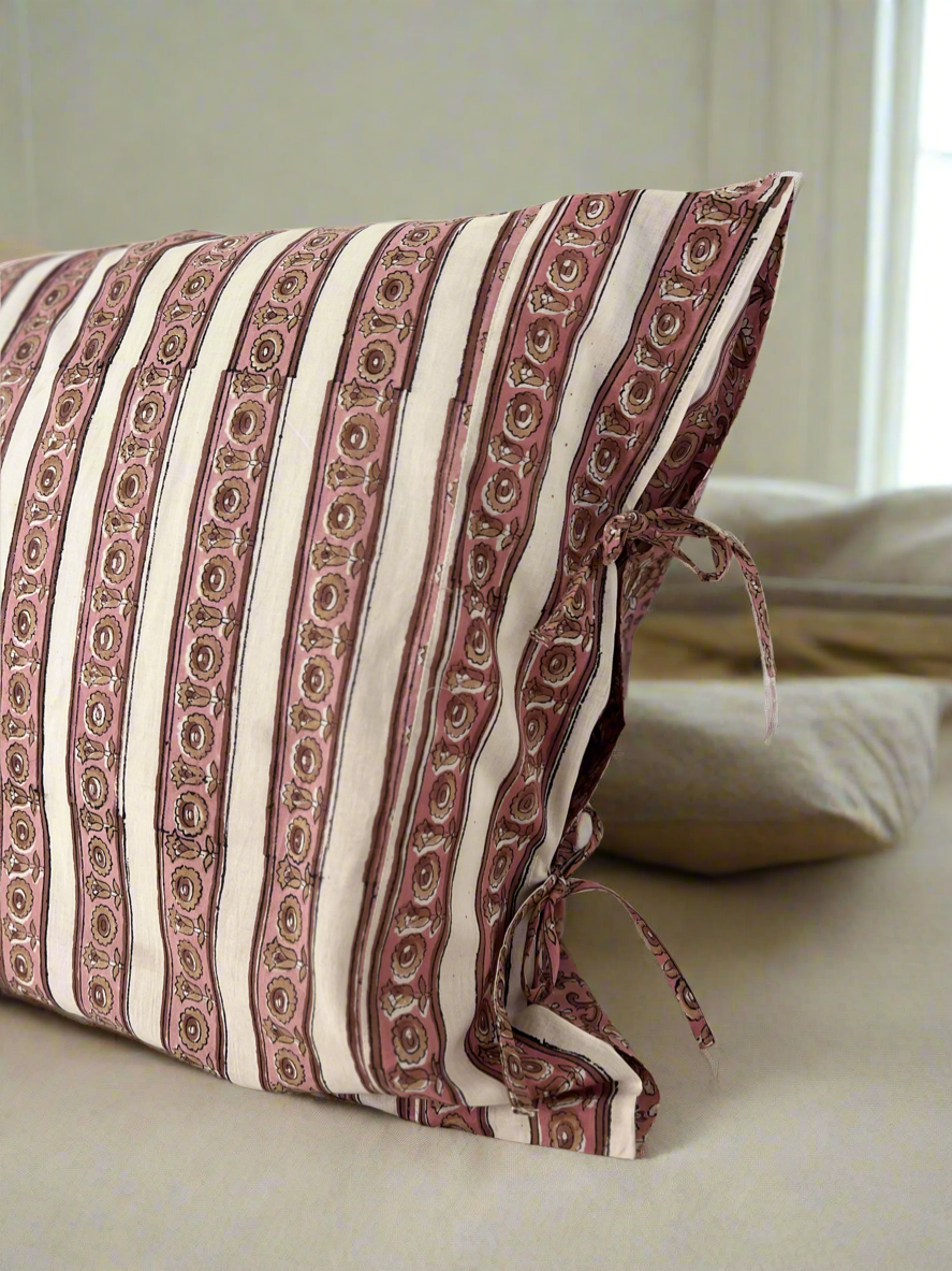 1) Tied end Pillowcase - ‘Rosewood’