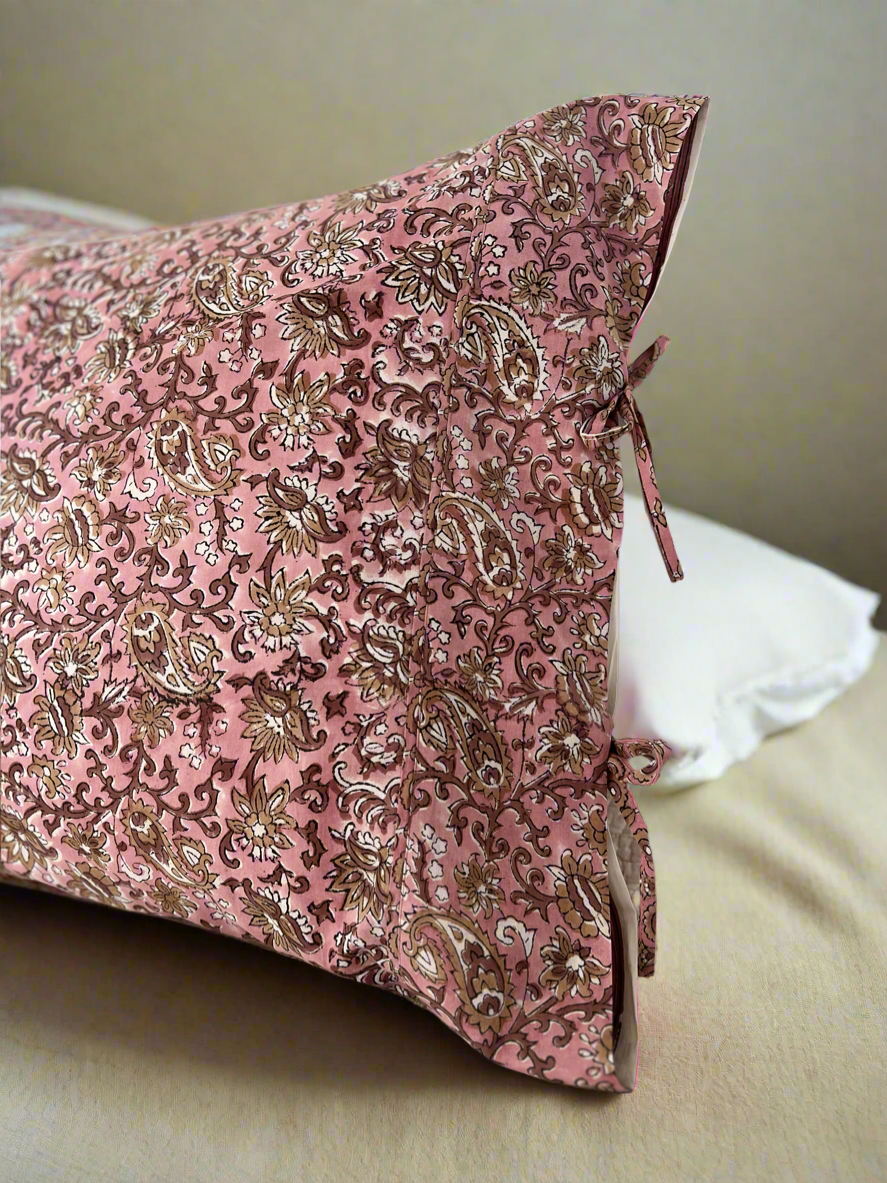 1) Tied end Pillowcase - ‘Rosewood’