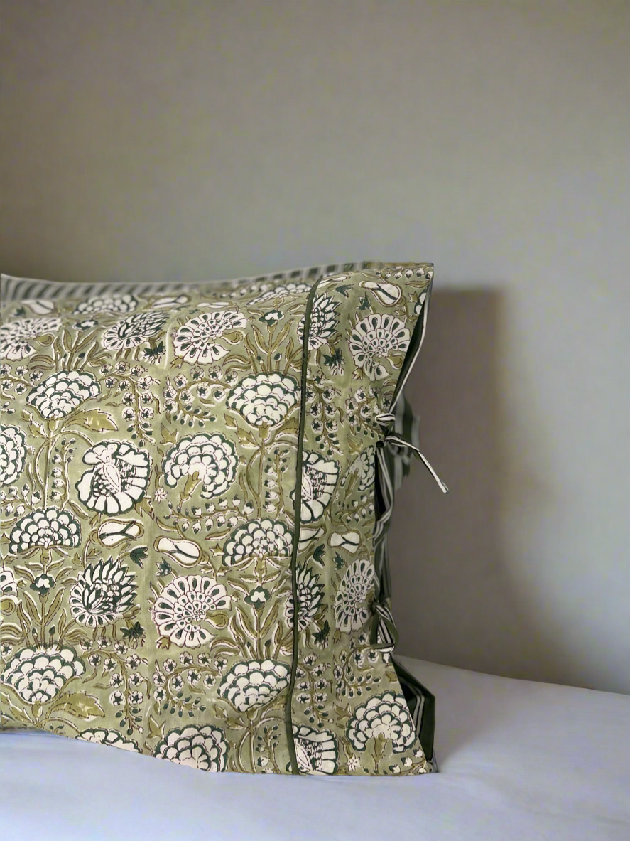 1) Tied end Pillowcase - ‘Olive’
