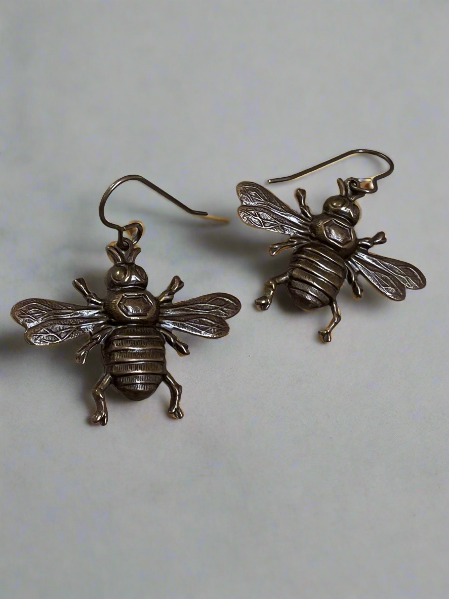 Brilliant brass Bee earrings