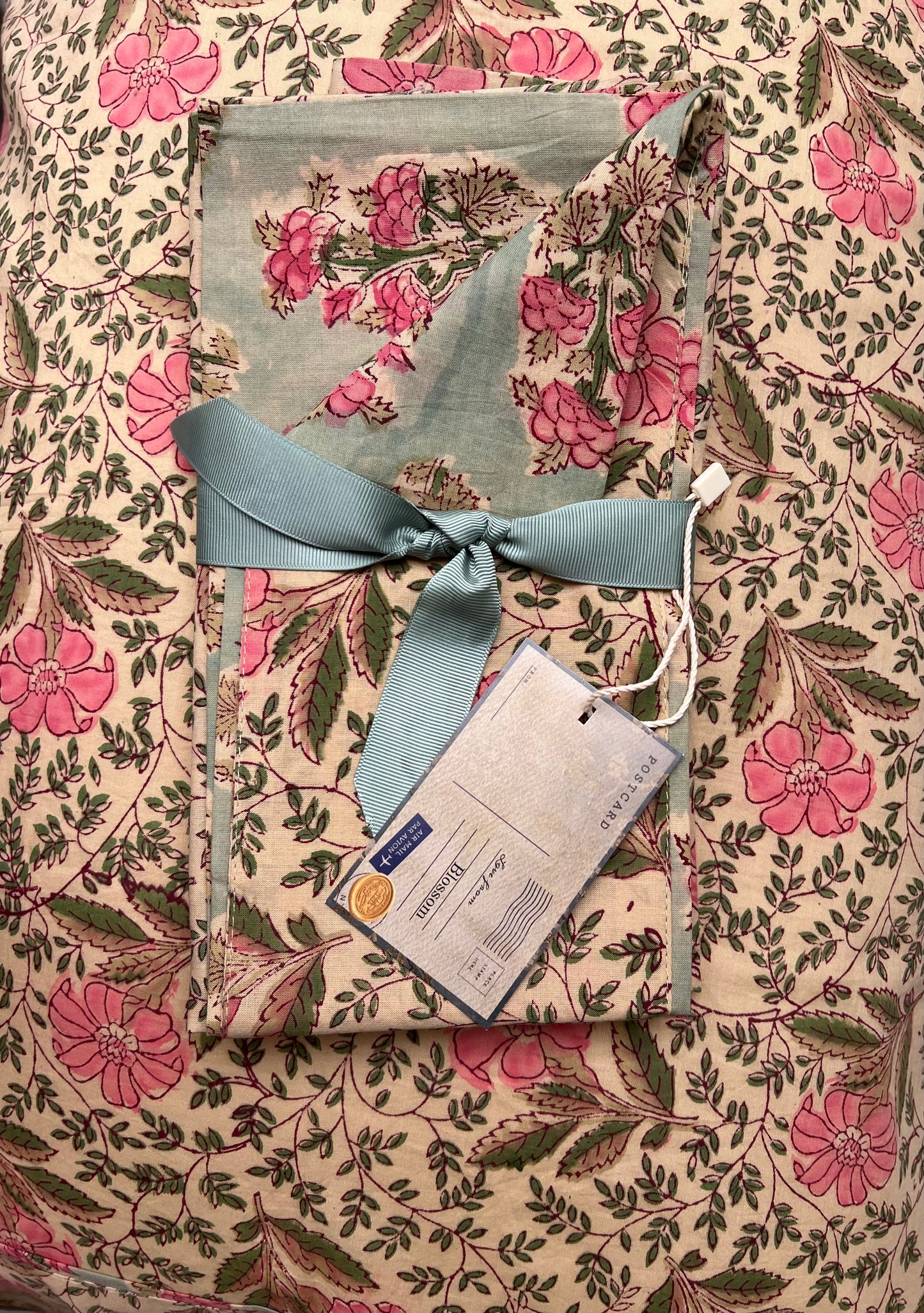 1A) Vintage Rose double sided single pillow case