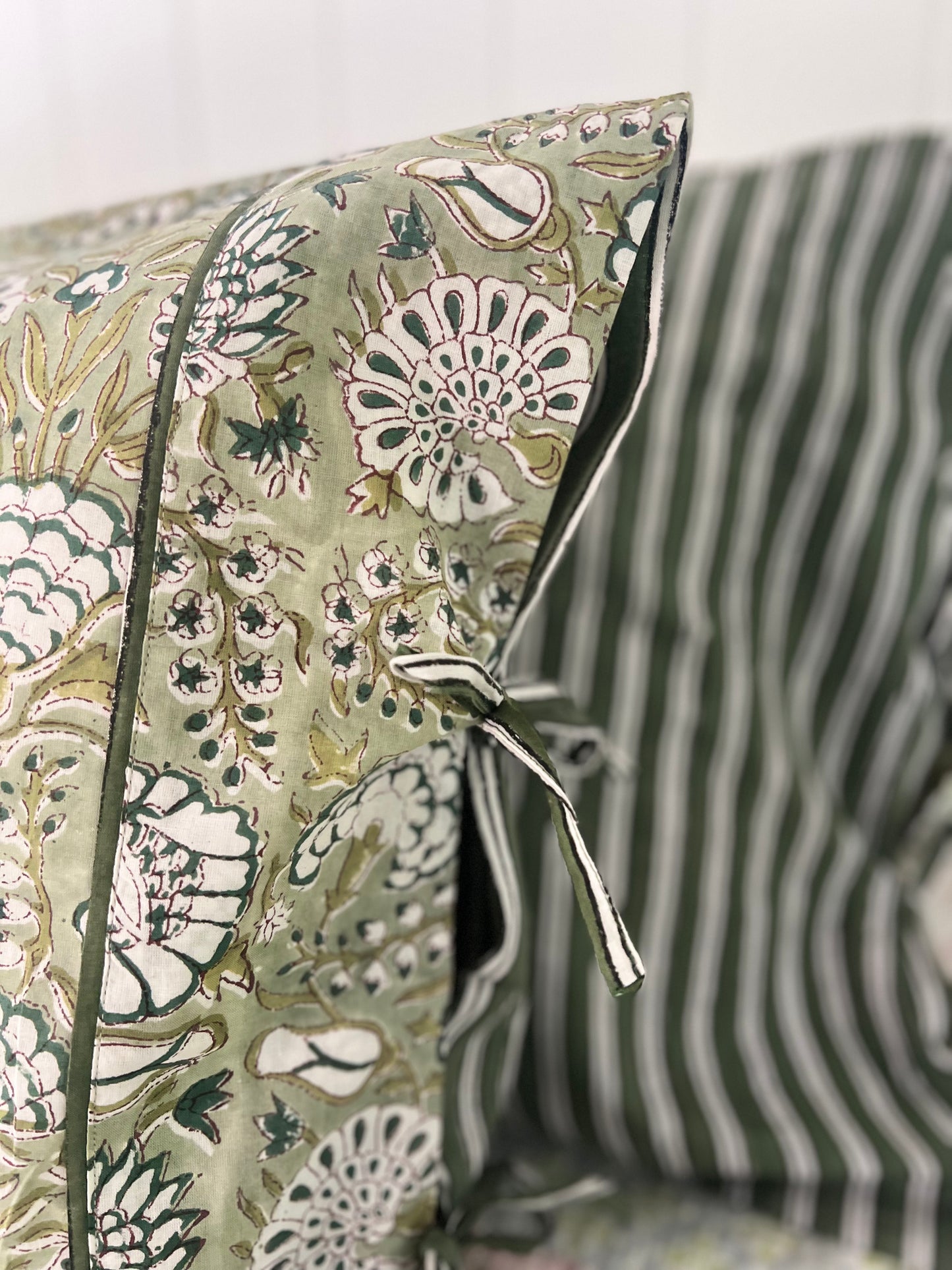 1) Tied end Pillowcase - ‘Olive’