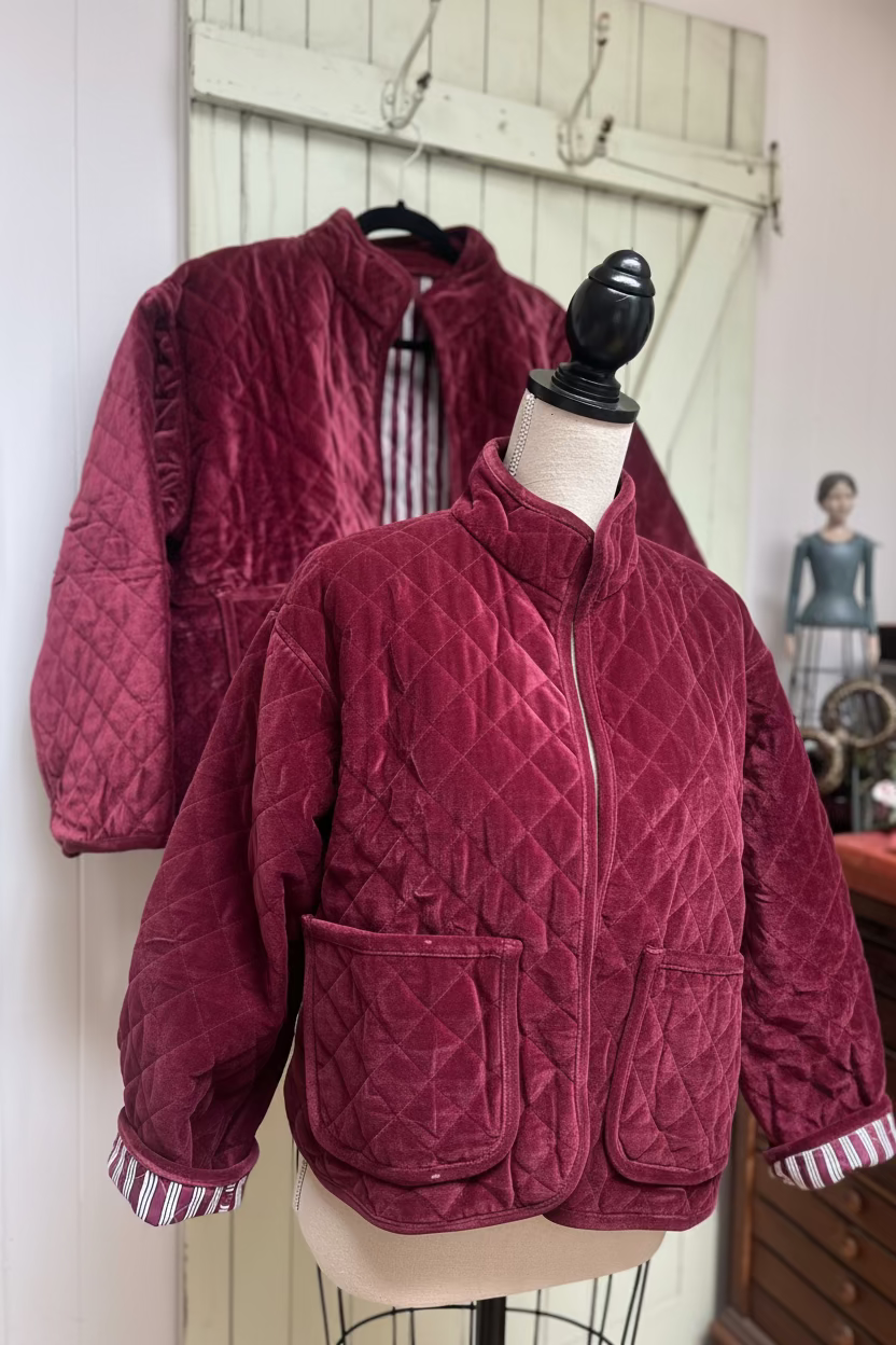 1) Quilted jacket - Plum rose