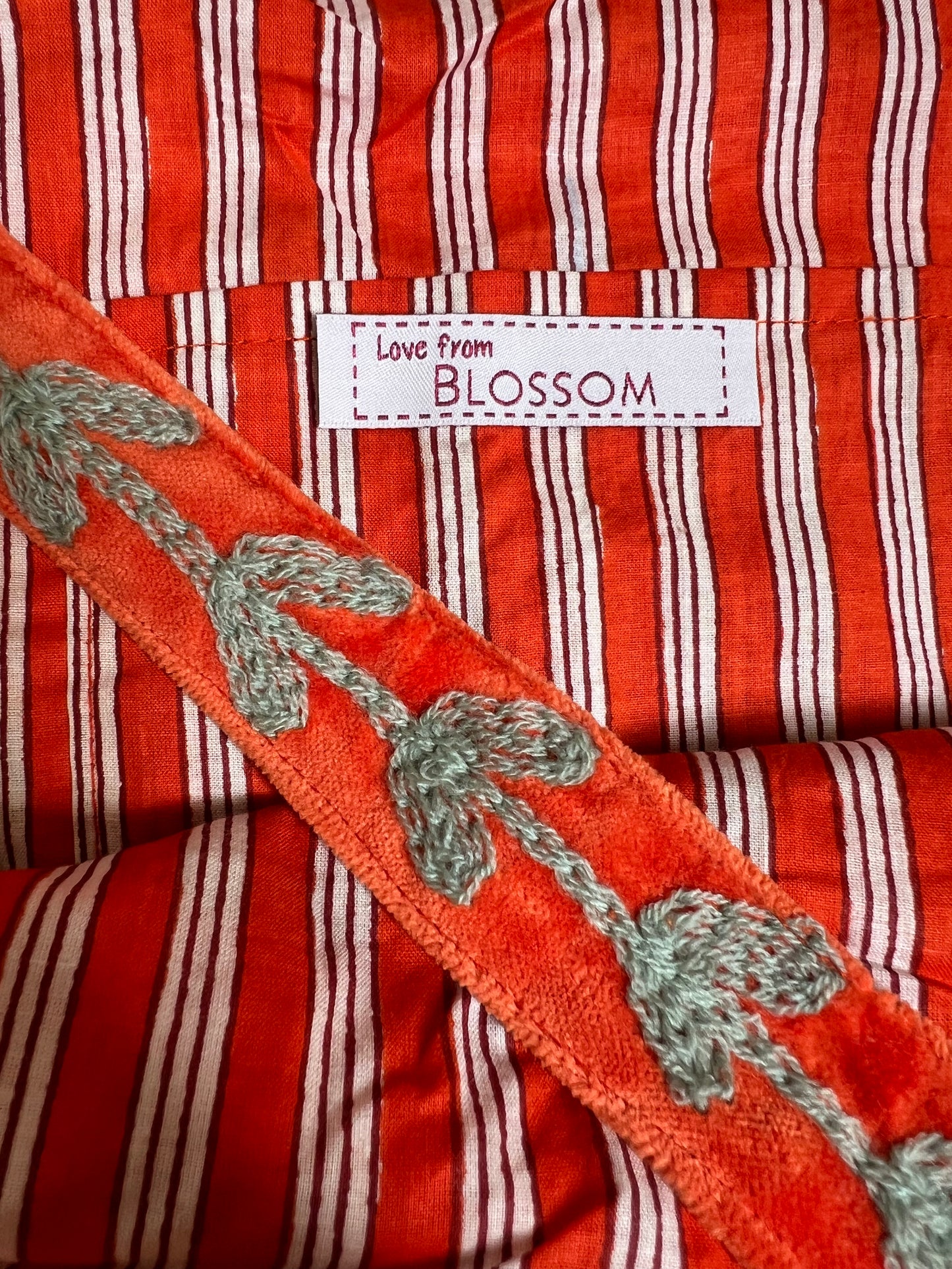 1) Velvet Carry all bag - Orange/Cream