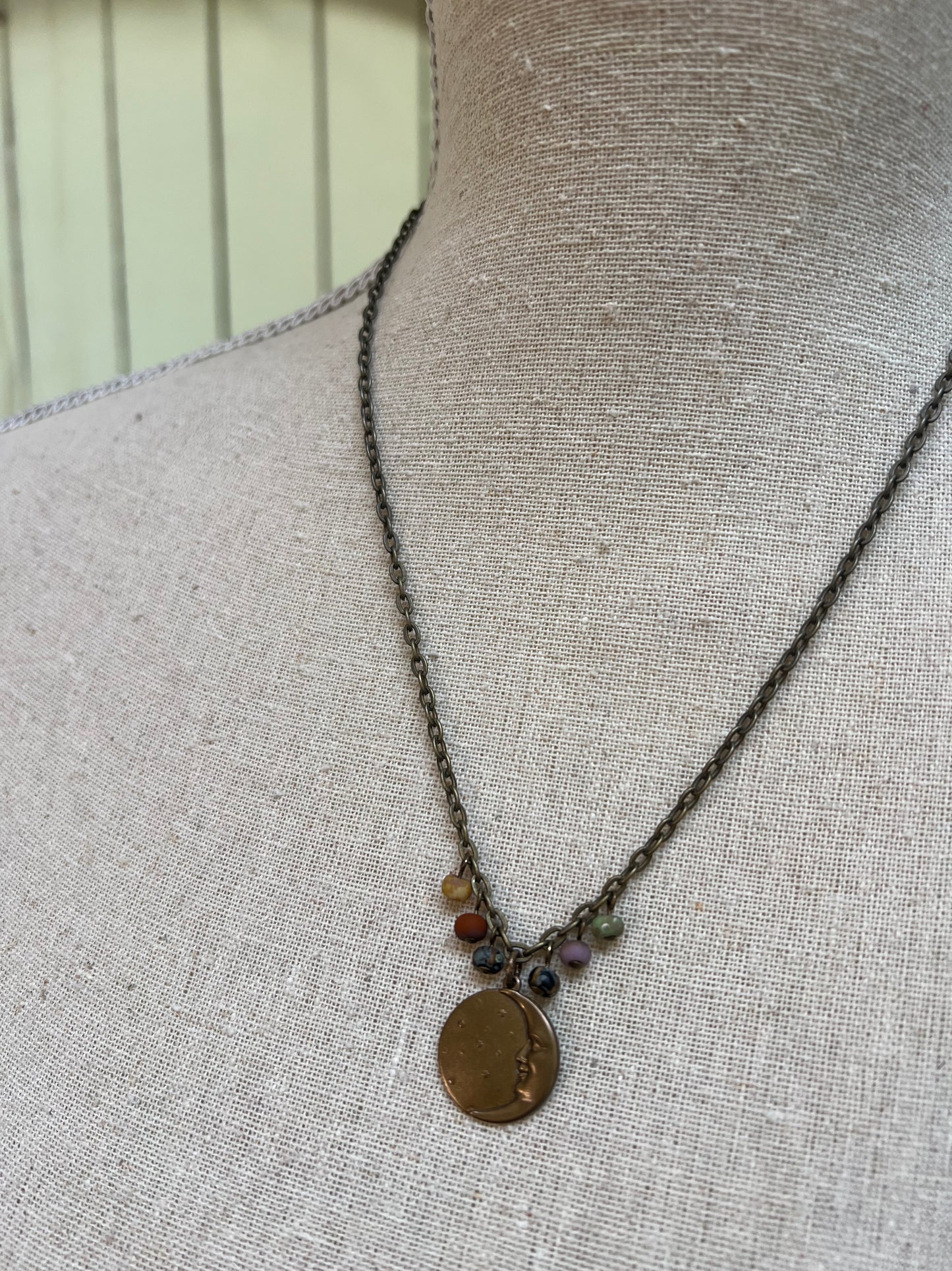 Brass moon necklace
