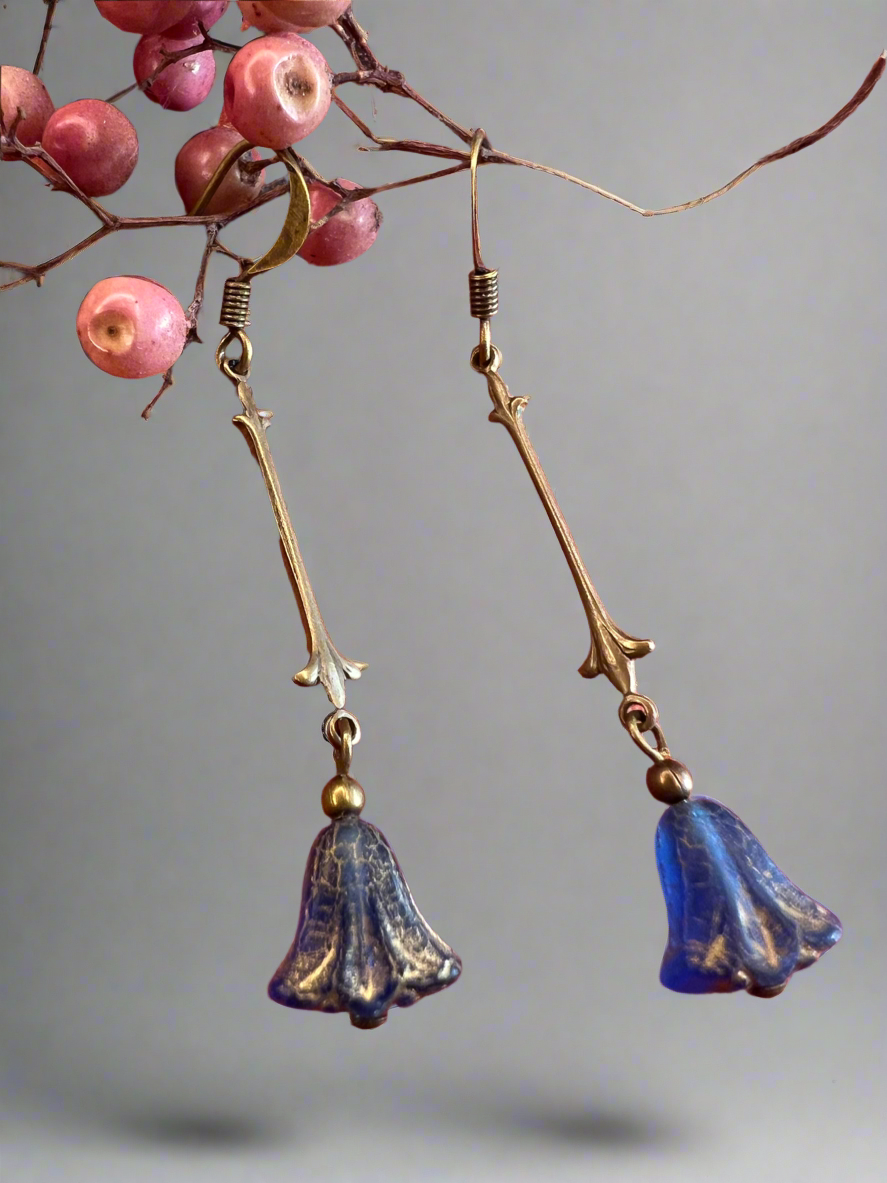 Cobalt blue tulip drop earrings