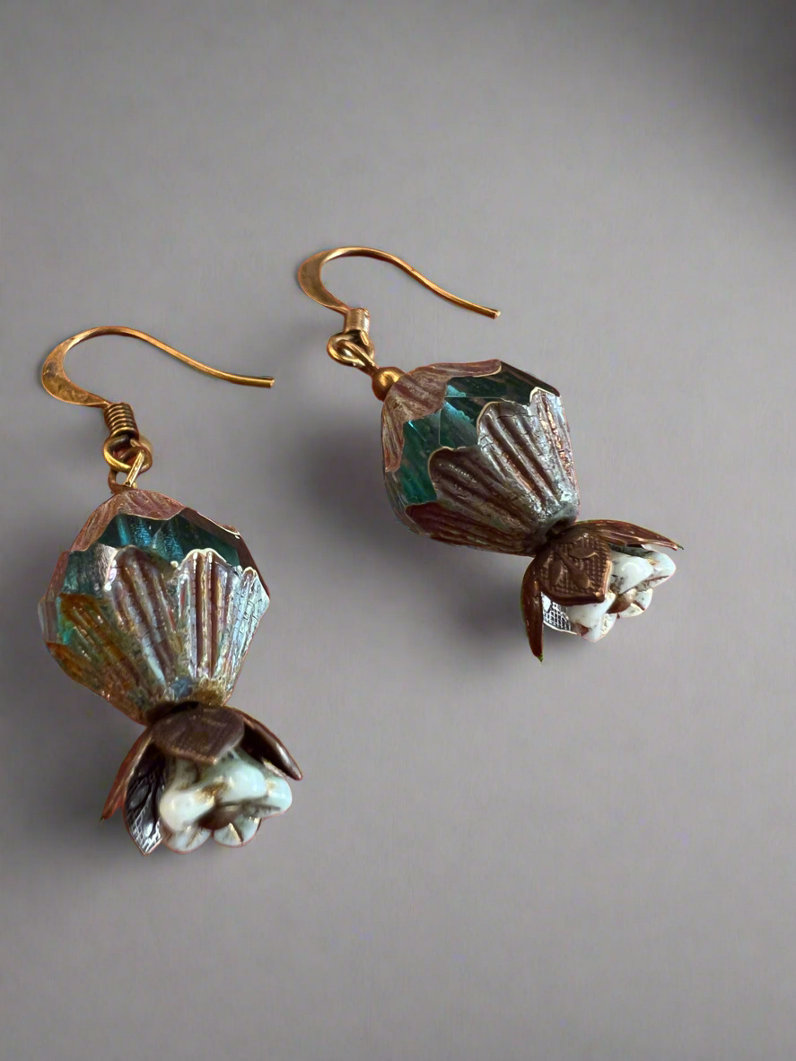 Stunning glass bezelled earrings