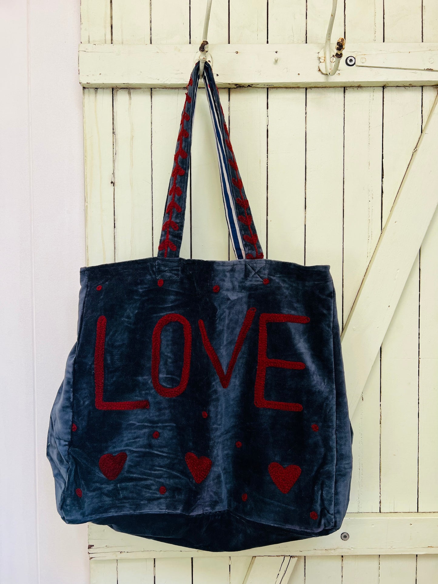 1) Velvet Carry all bag - Blue/Deep red