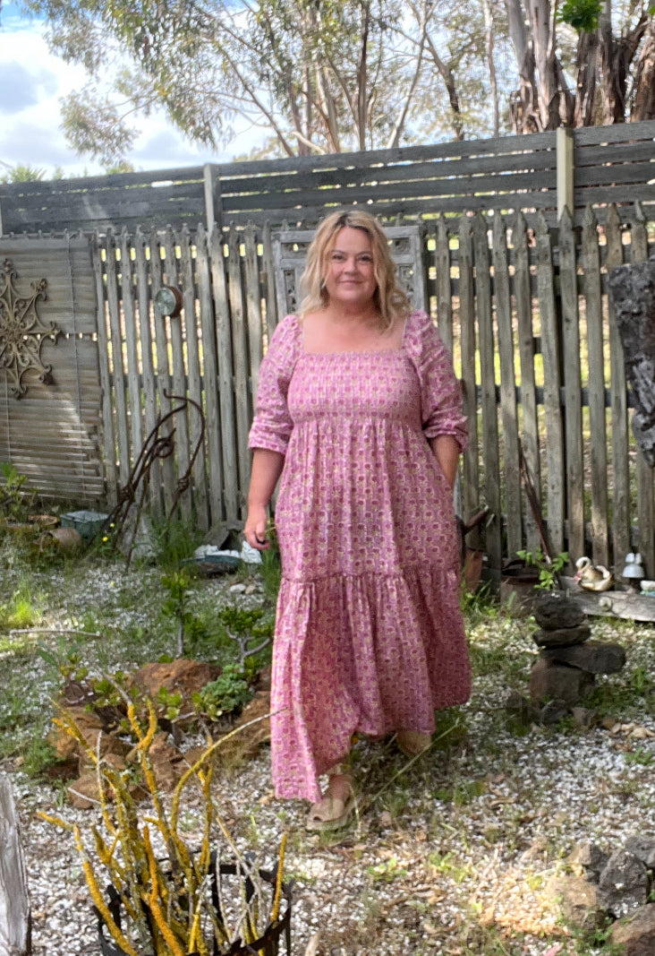 1a) Shirred lurex dress - Maxi - Esmae