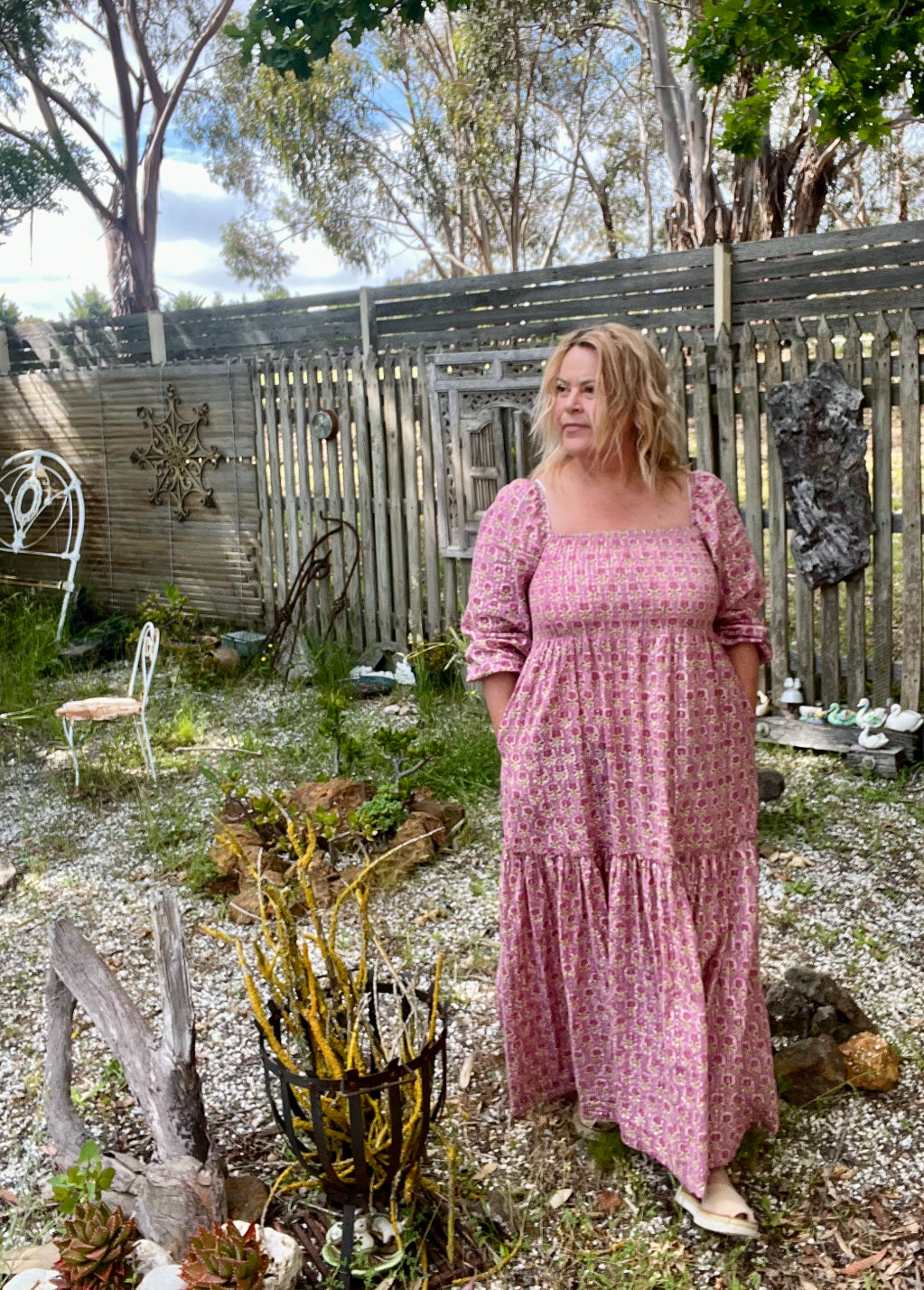 1a) Shirred lurex dress - Maxi - Esmae