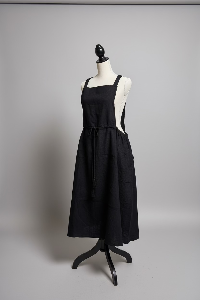 1) Corduroy Pinafore - Jet Black