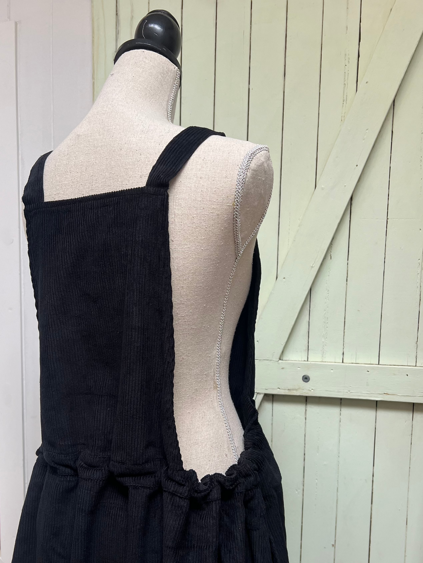 1) Corduroy Pinafore - Jet Black