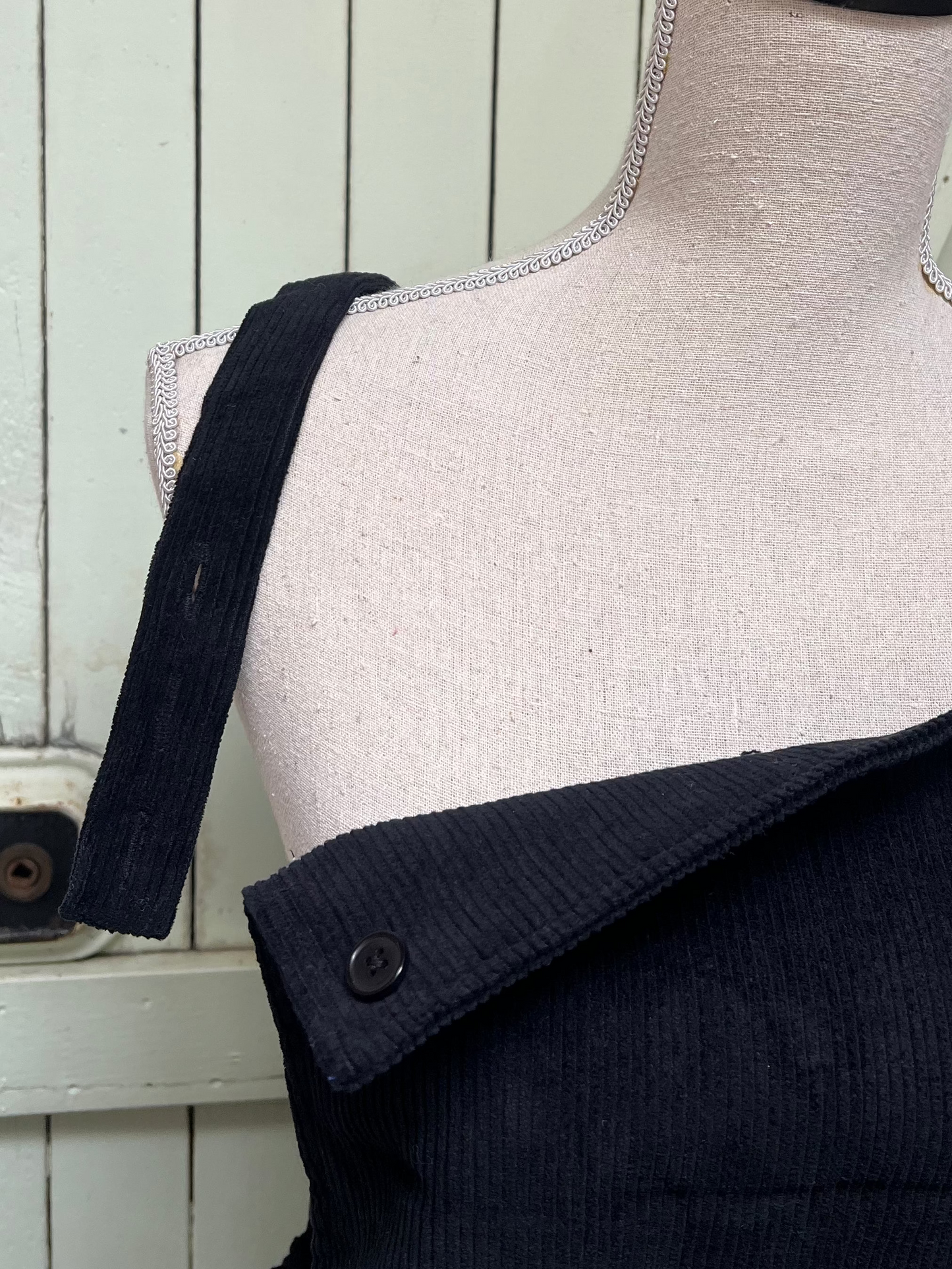 1) Corduroy Pinafore - Jet Black