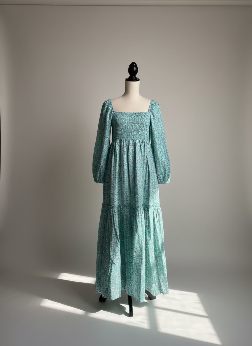 1a) Shirred lurex dress - Maxi- Maybelle