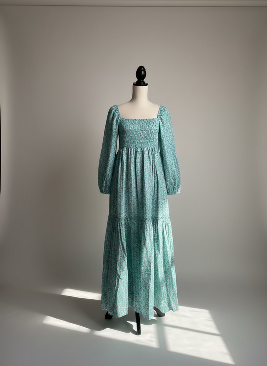 1a) Shirred lurex dress - Maxi- Maybelle