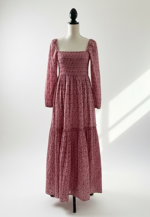 1a) Shirred lurex dress - Maxi - Esmae