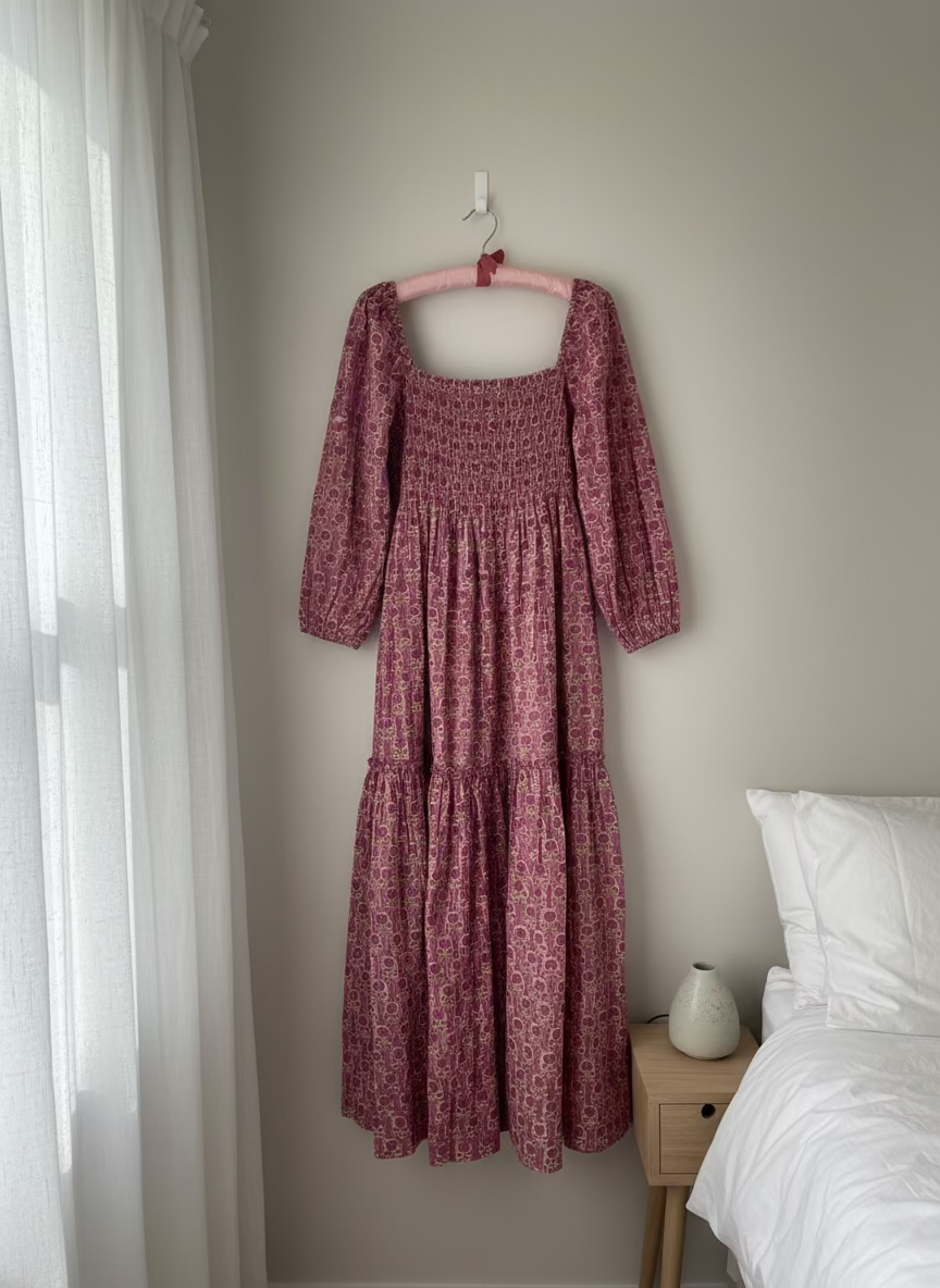 1a) Shirred lurex dress - Maxi - Esmae