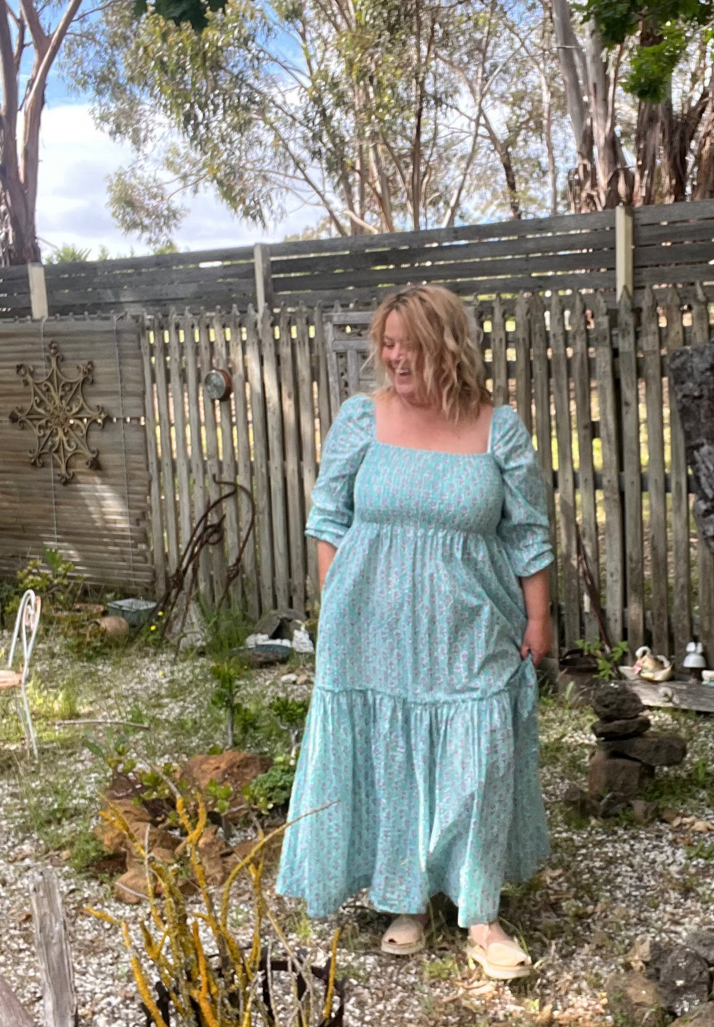 1a) Shirred lurex dress - Maxi- Maybelle