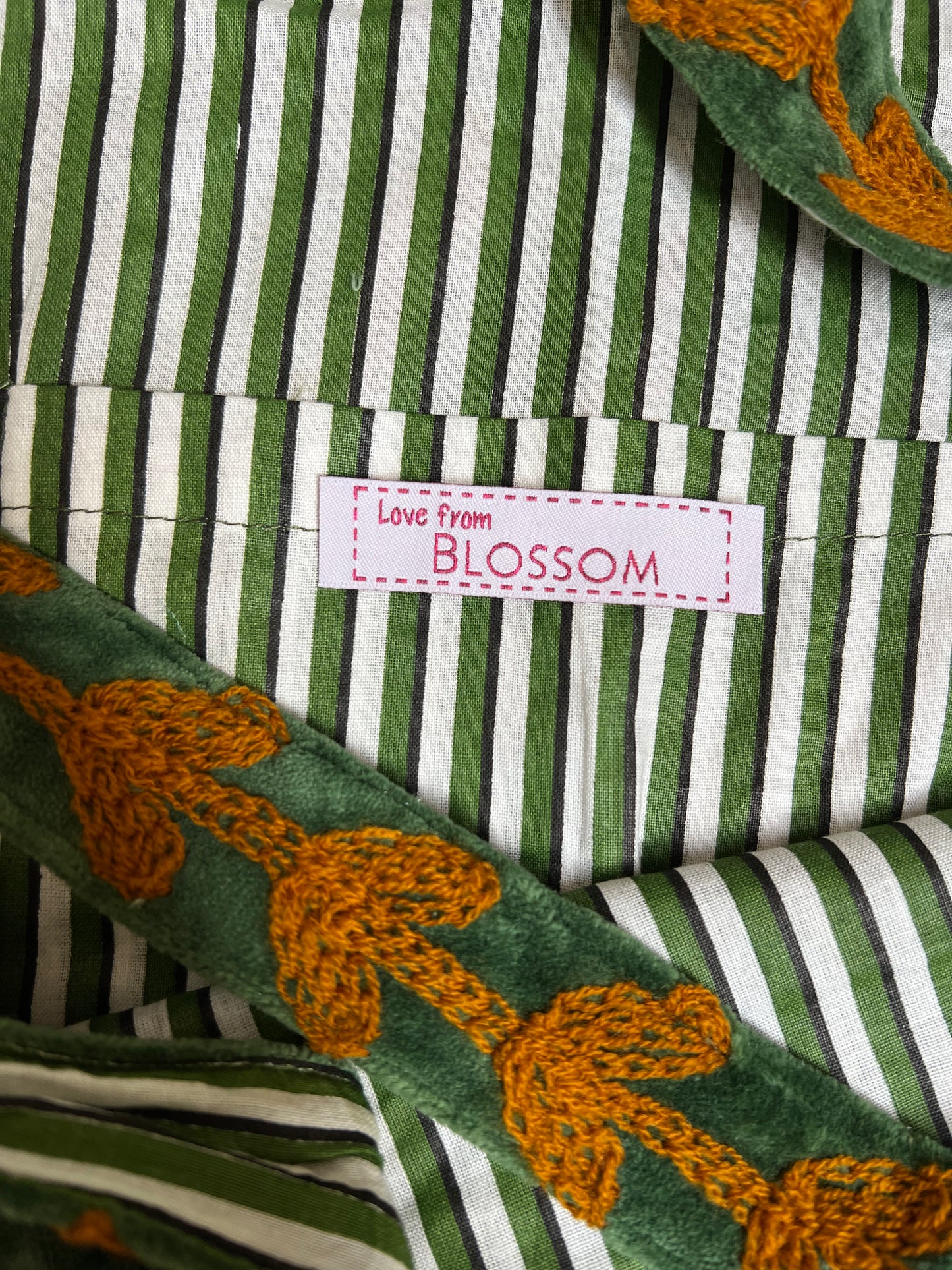 1) Velvet Carry all bag - Green/Orange