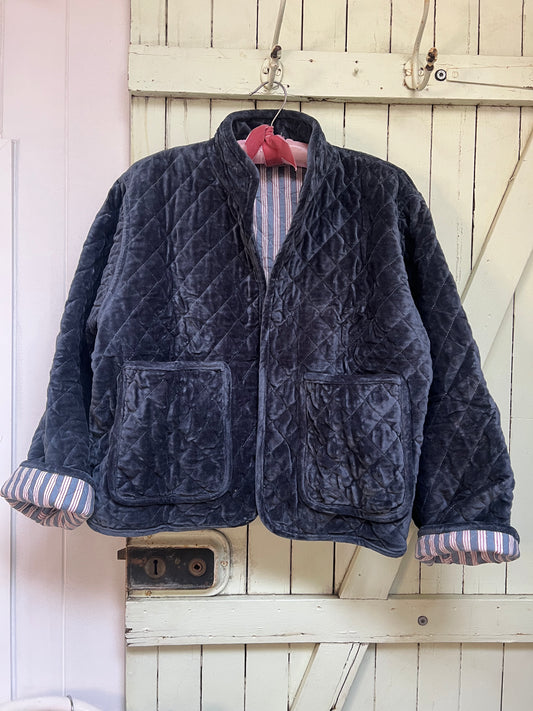 1) Quilted Jacket - Steel blue