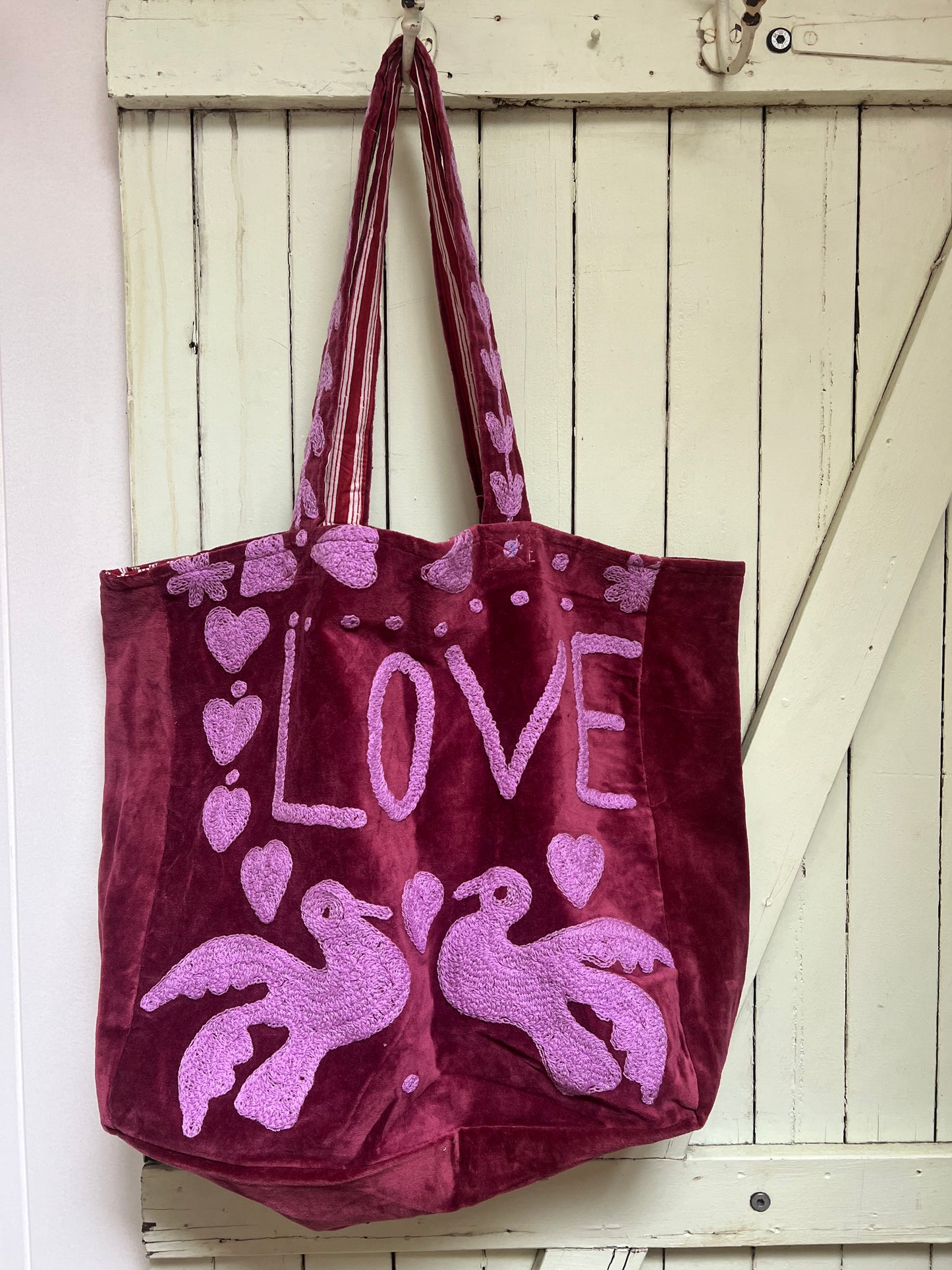 1) Velvet Carry all bag - Aubergine / Mauve