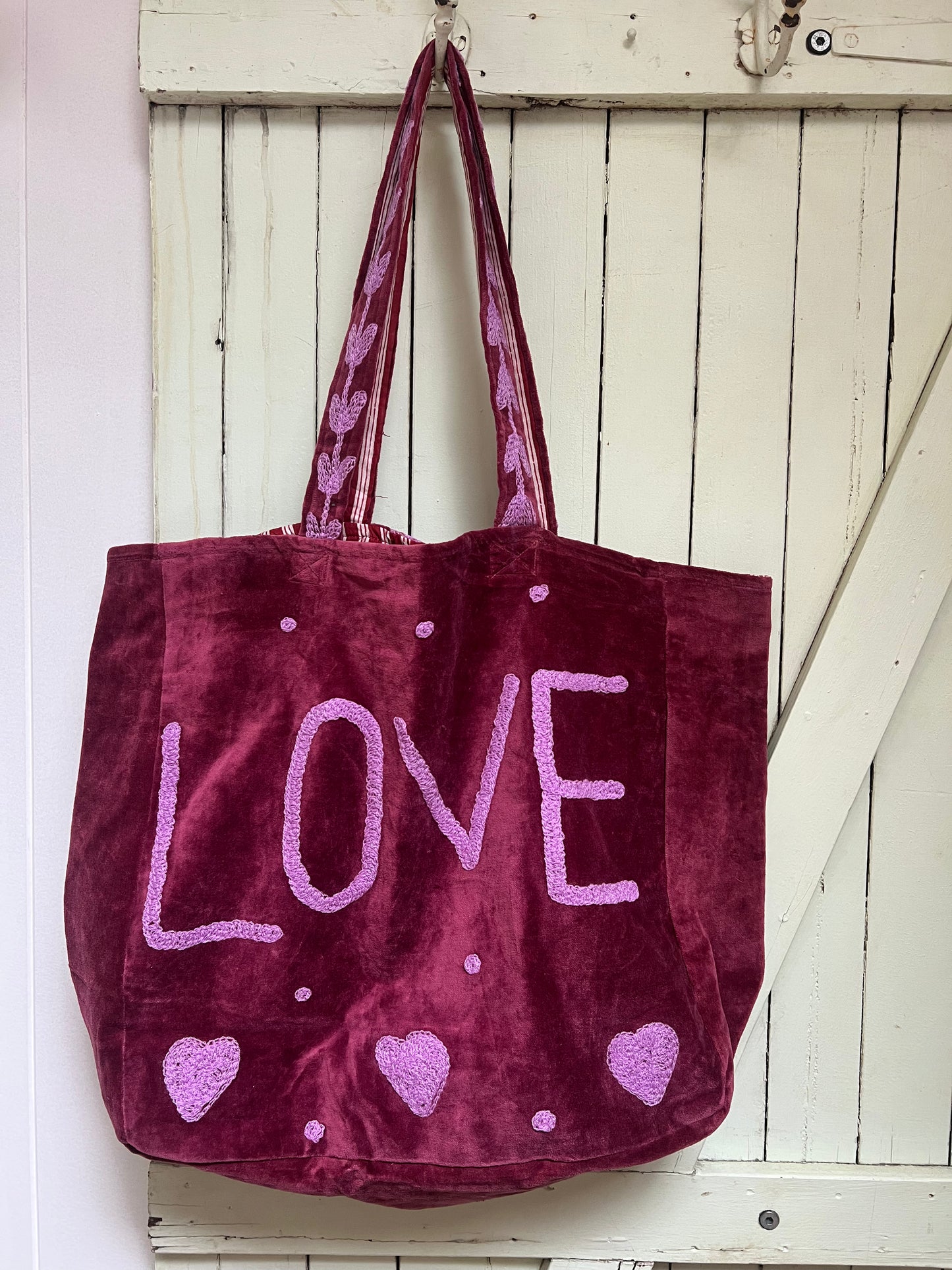 1) Velvet Carry all bag - Aubergine / Mauve