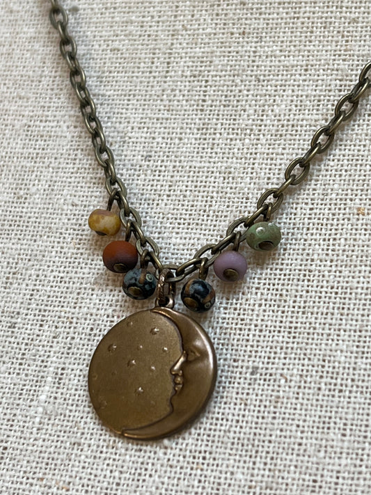 Brass moon necklace