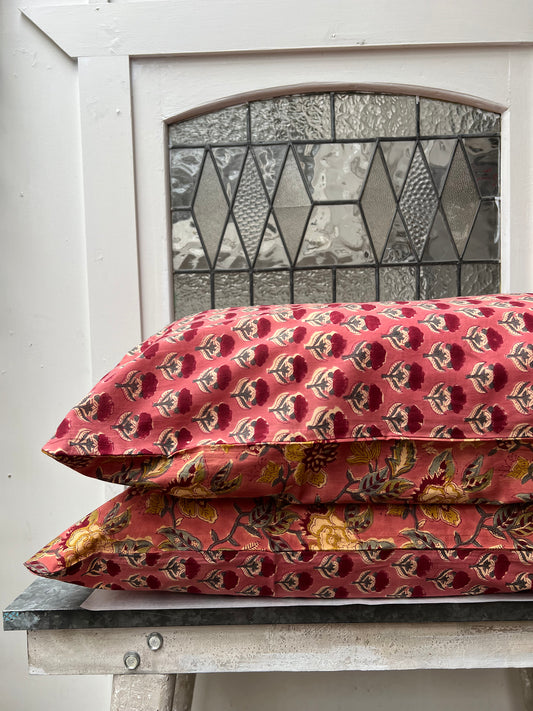 1A) Geranium double sided single pillowcase