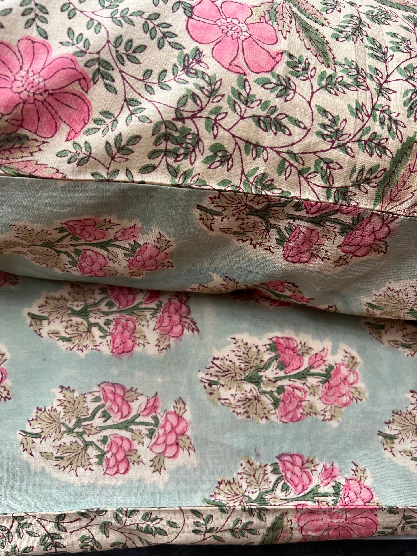 1A) Vintage Rose double sided single pillow case