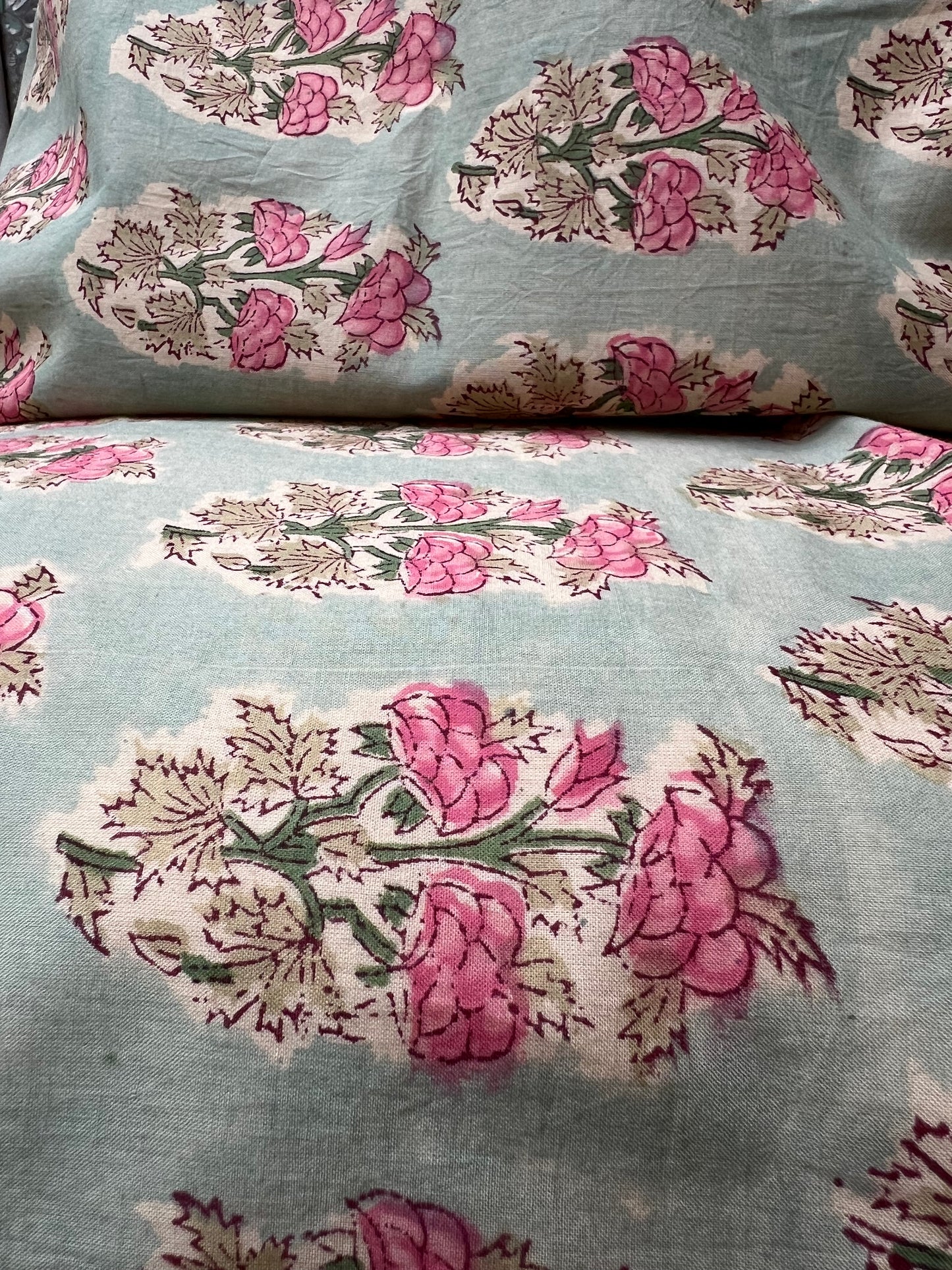 1A) Vintage Rose double sided single pillow case
